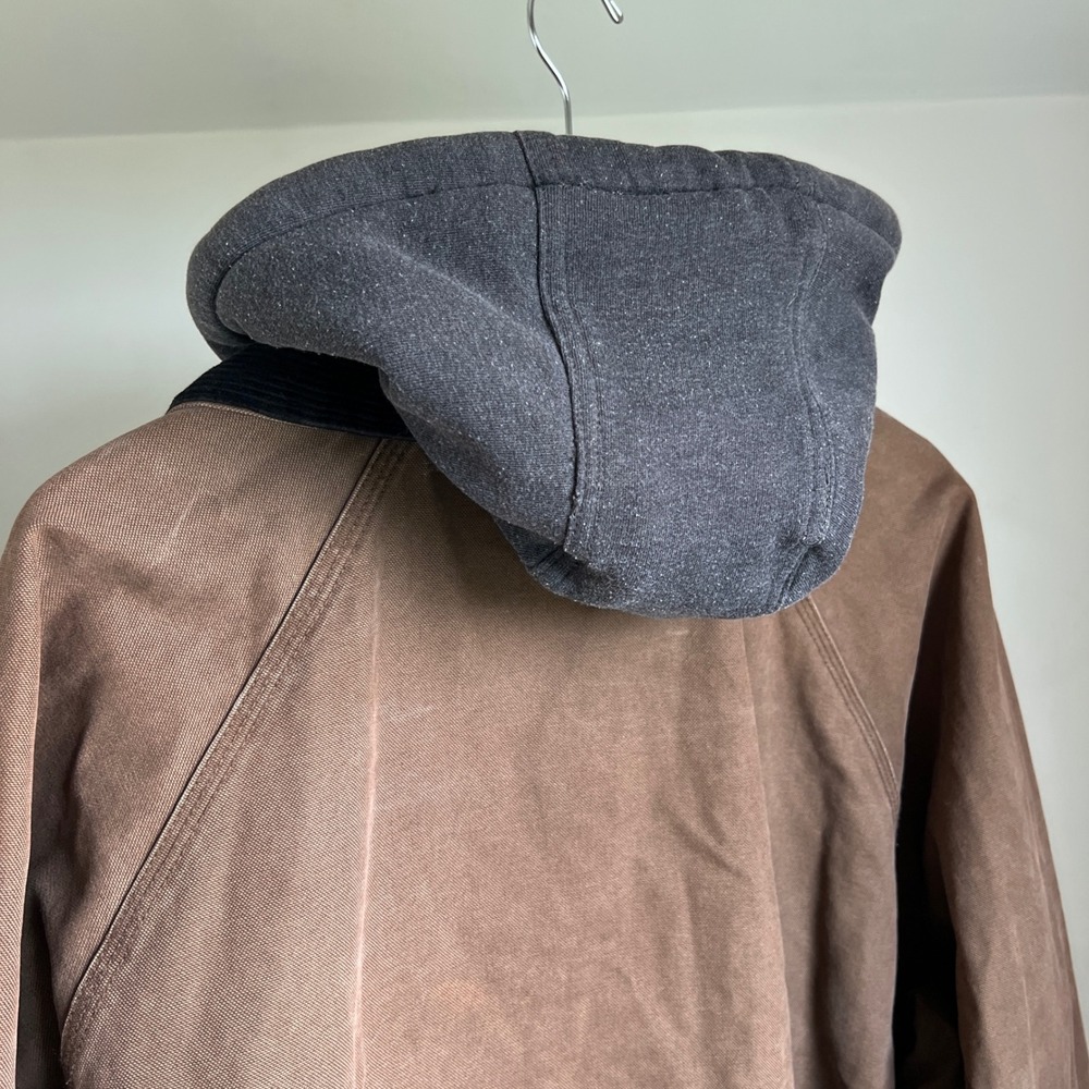 Vintage Berne Hooded Work Jacket Size XXL Brown Sherpa Duck Canvas Utility Coat - Picture 6 of 7